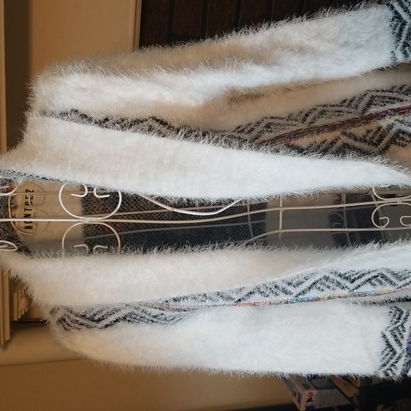 ♥️LAST ONE🎁 LARGE AVAILABLE ♥️TRENDY white long open cardigan - Picture 7 of 11